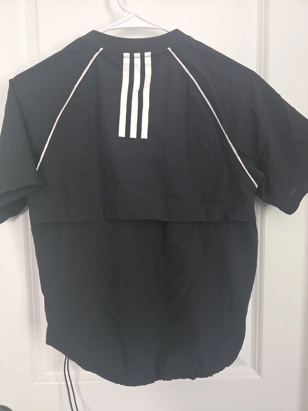 adidas Black Short-Sleeve Quarter-Zip Polo with White Piping